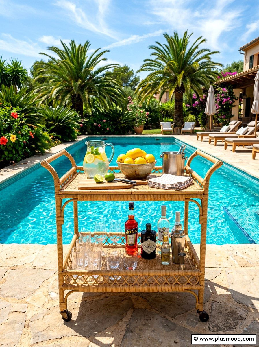 Rattan outdoor bar cart - 25 summer outdoor serving cart ideas
