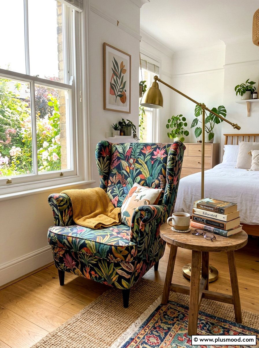 Reading nook floral chairs - 25 summer decor ideas with florals