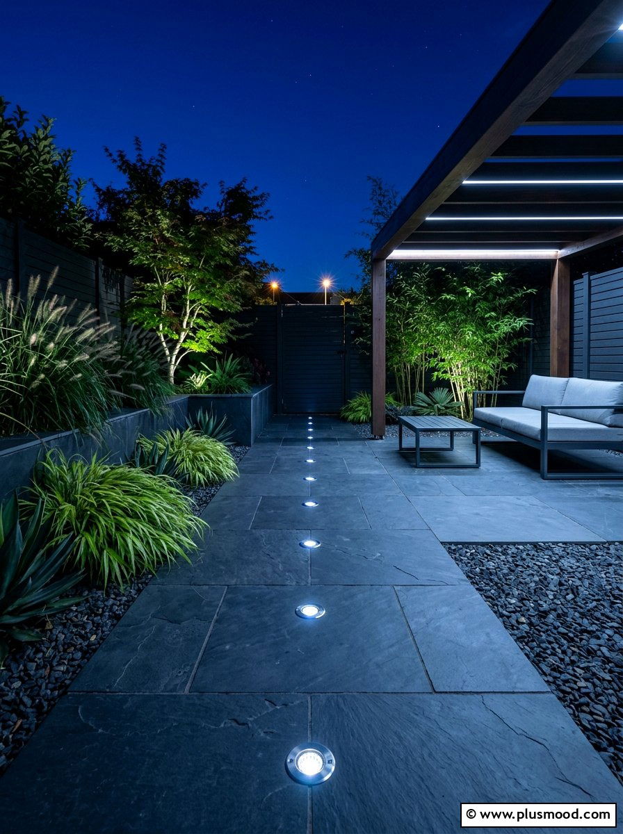 Recessed Paver Lights - 25 small backyard ideas with outdoor lighting
