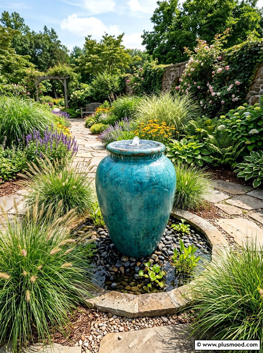 Recirculating Urn Fountain - 25 outdoor garden decor ideas with water features