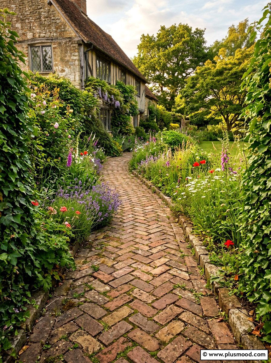 Reclaimed Brick Path - 25 small backyard ideas with curved path
