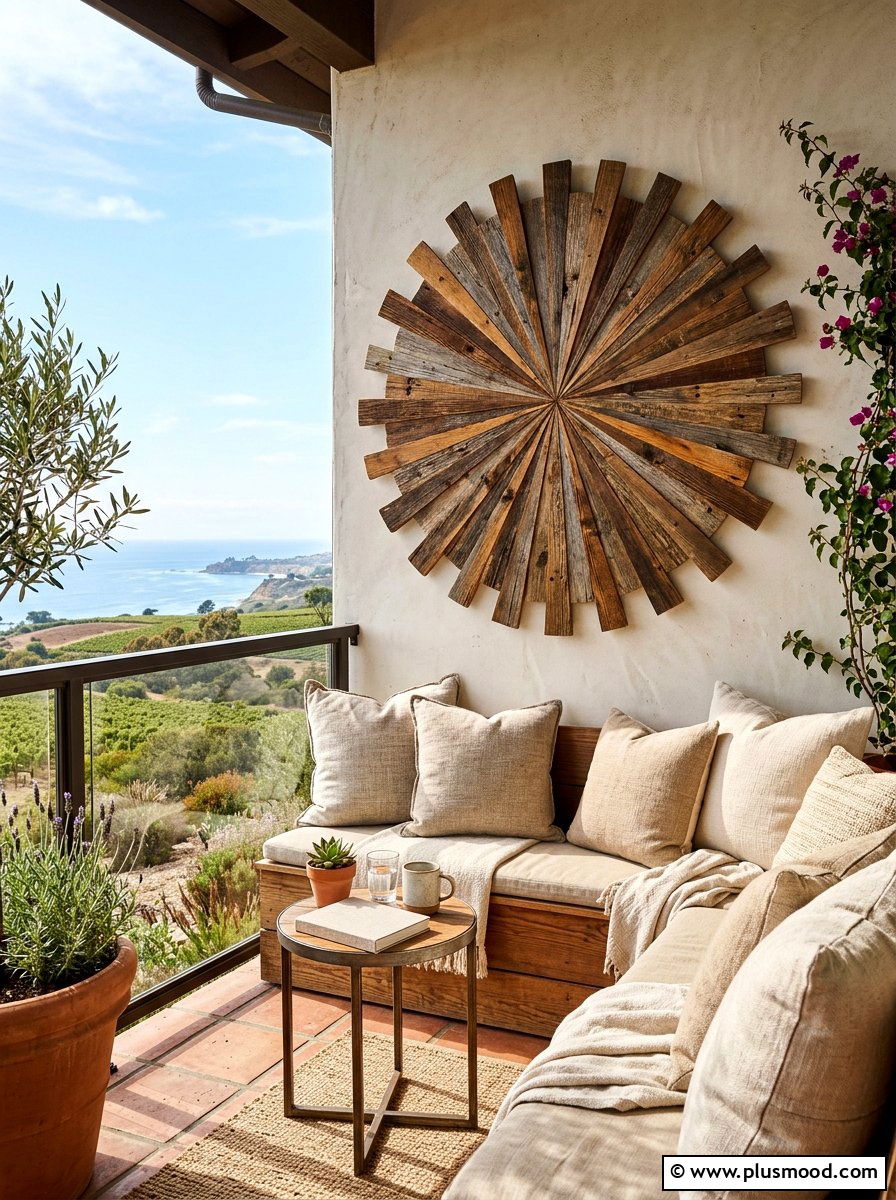 Reclaimed Wood Art - 25 summer balcony wall decor ideas