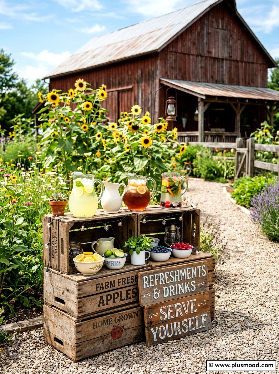 Reclaimed Wood Crate Stand - 25 summer iced tea bar ideas