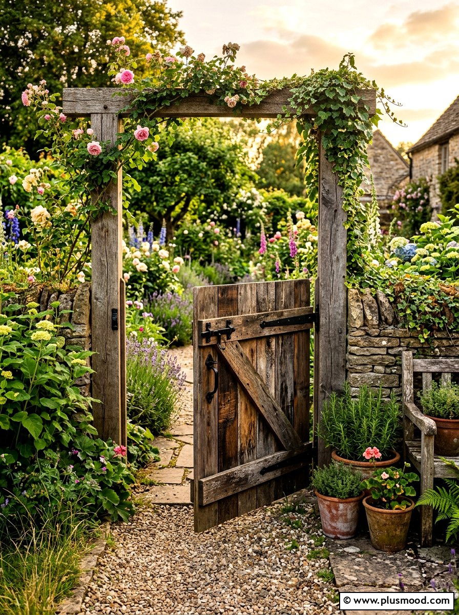 Reclaimed Wood Garden Gate - 25 summer garden gate front yard ideas
