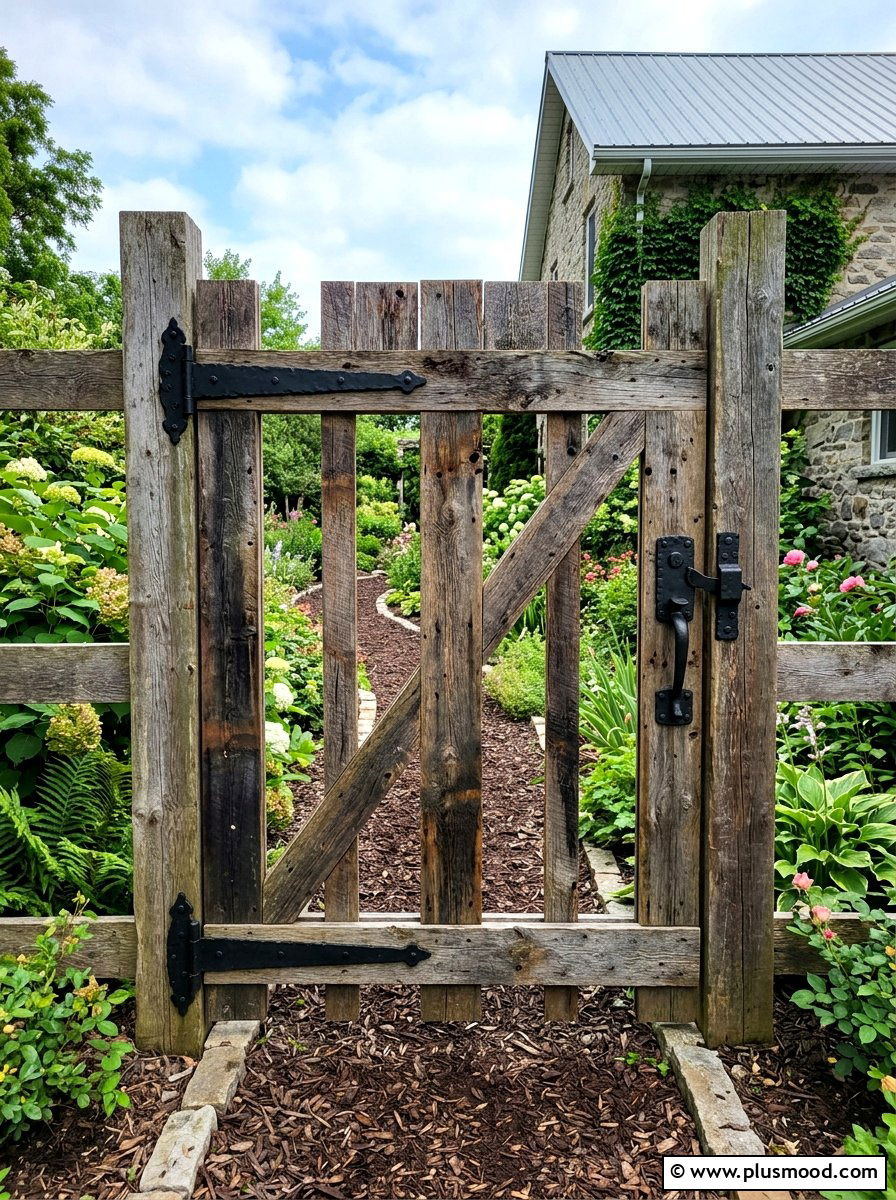 Reclaimed Wood Gate Black Hardware - 25 outdoor garden decor ideas with wooden gate