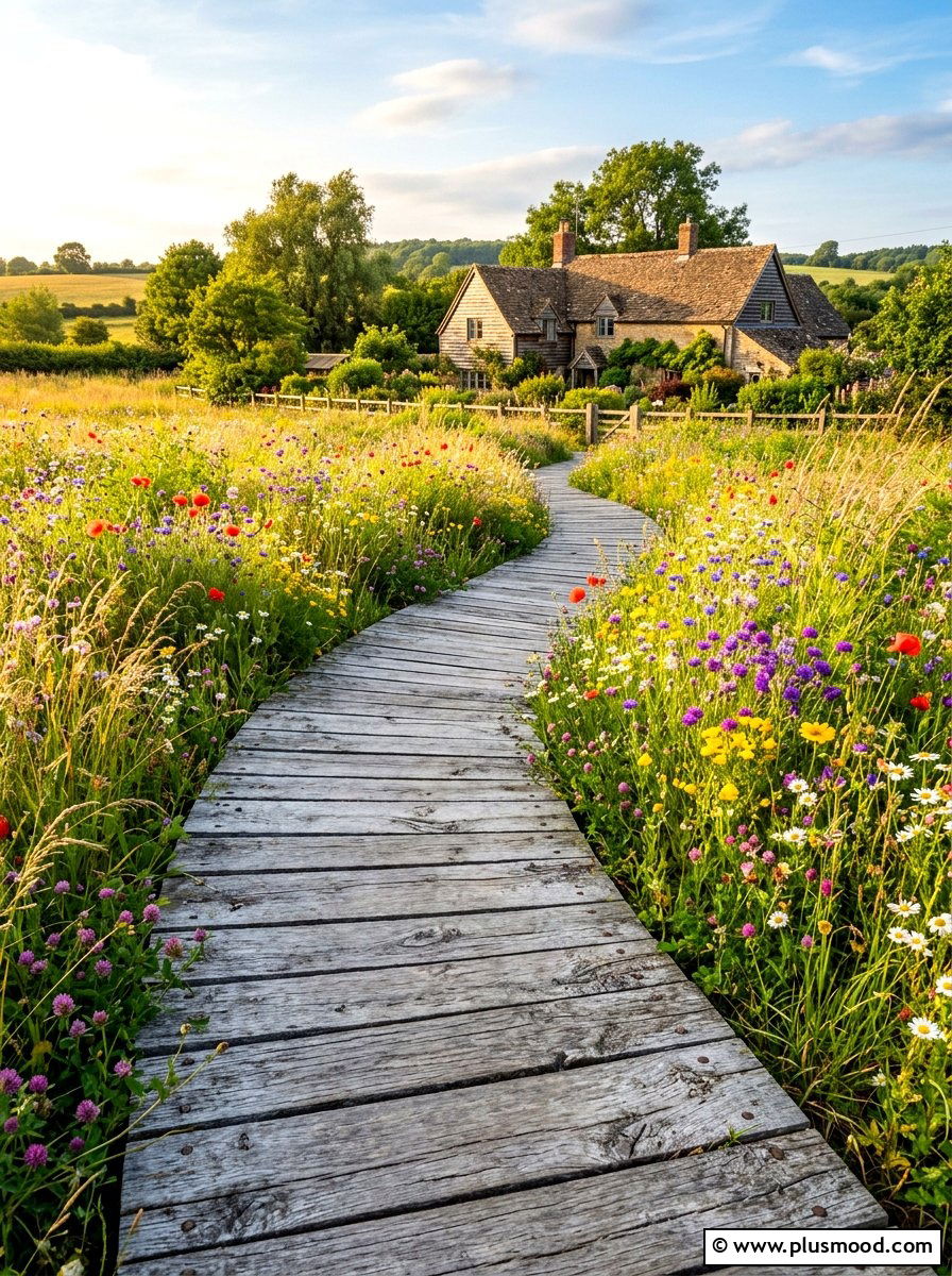 Reclaimed Wood Path - 25 summer walkway ideas for front yard