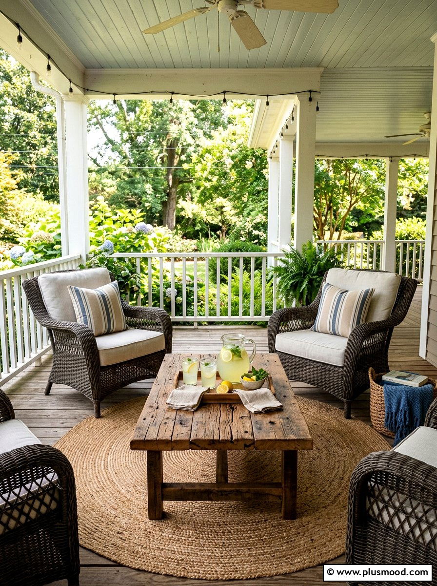Reclaimed Wood Table - 25 summer rustic front porch ideas