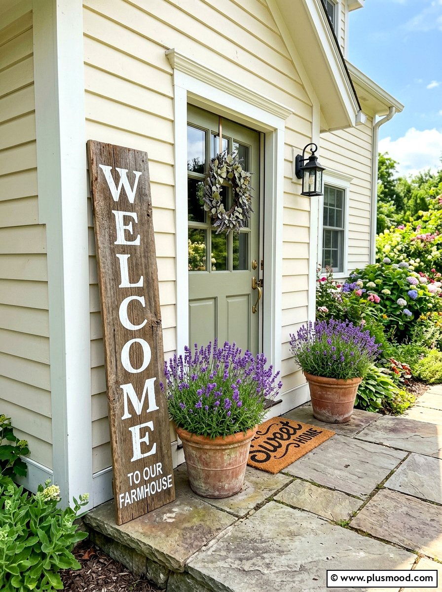 Reclaimed Wood Welcome Sign - 25 cheap summer porch ideas