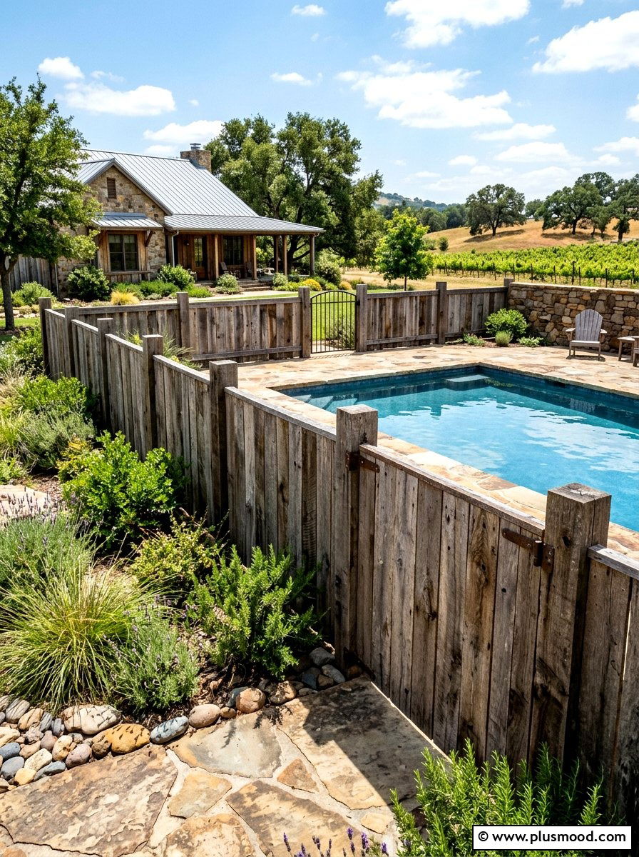 Reclaimed wood pool fence boards - 25 summer pool fence decor ideas