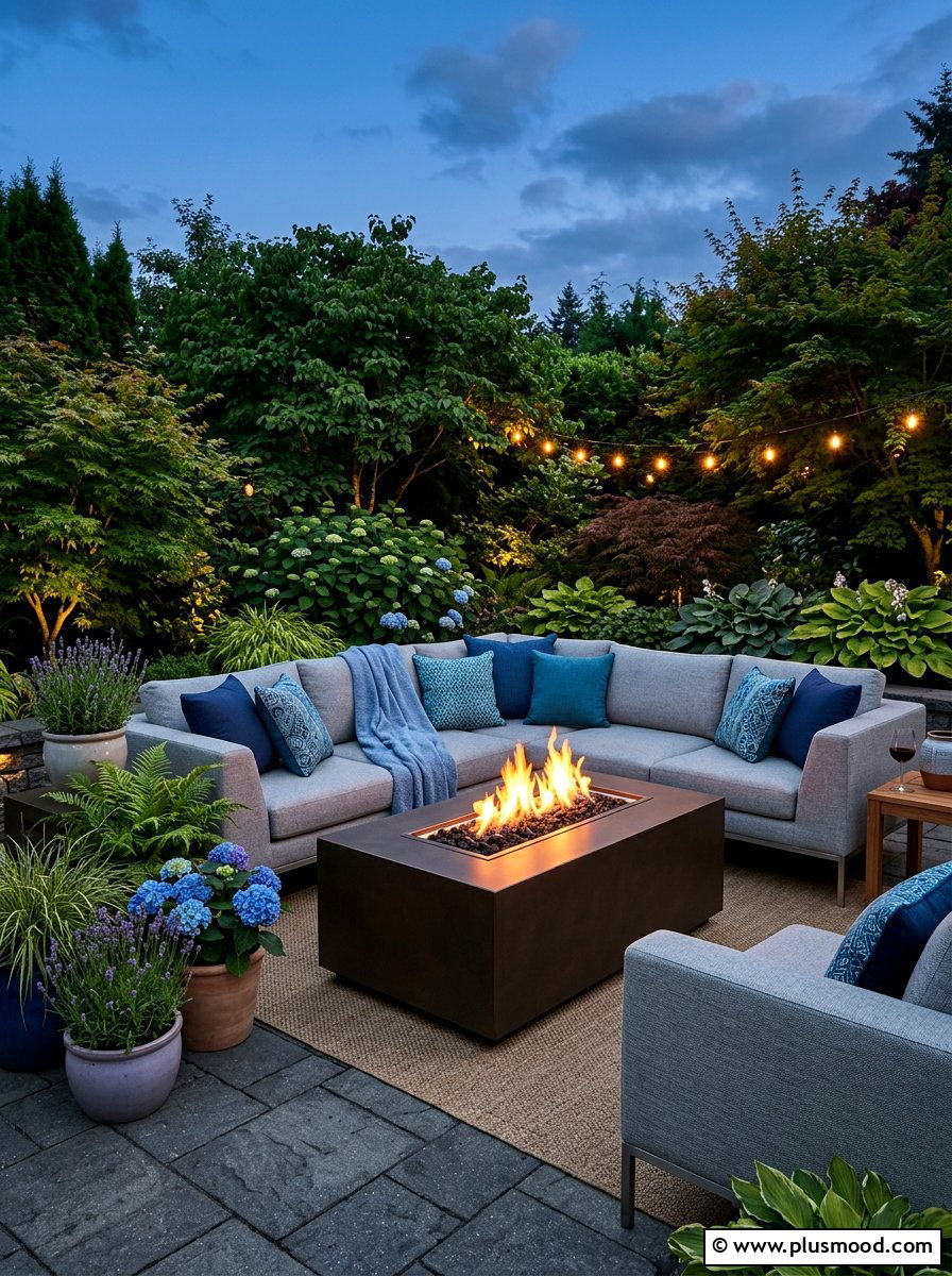 Rectangular Fire Table With Sectional - 25 small backyard ideas with fire table