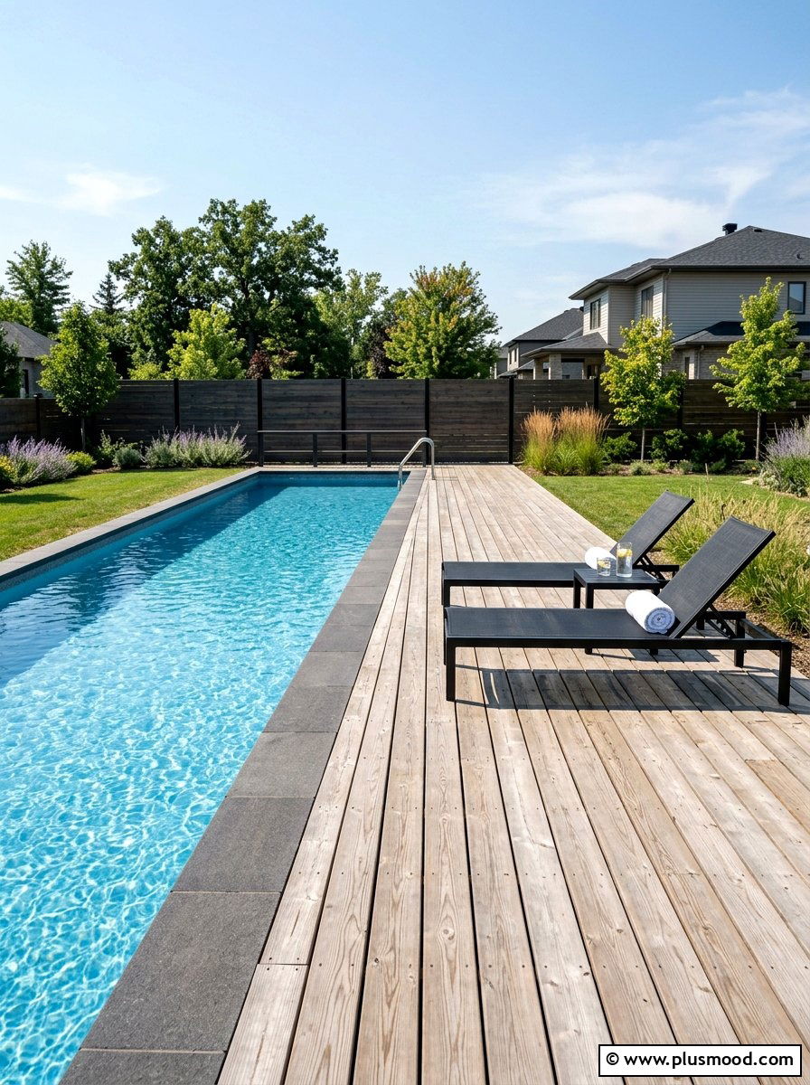 Rectangular Inground Wood Pool Deck - 25 summer deck around pool ideas