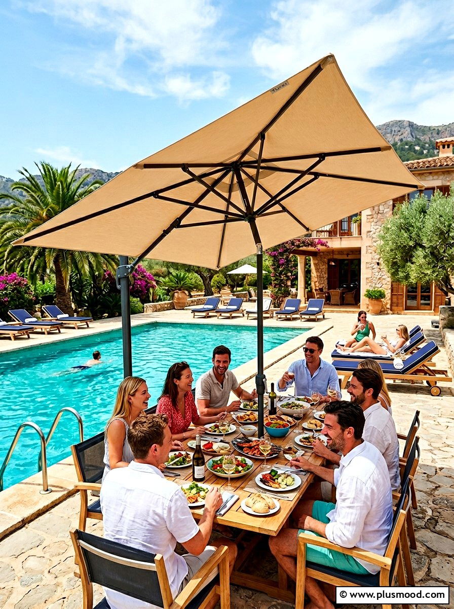 Rectangular Pool Umbrella - 25 summer poolside umbrella ideas