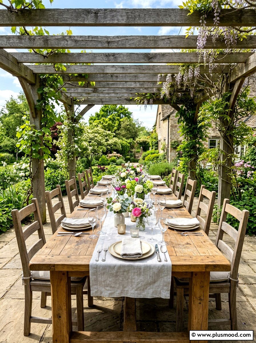 Rectangular wooden dining table - 25 summer deck party ideas