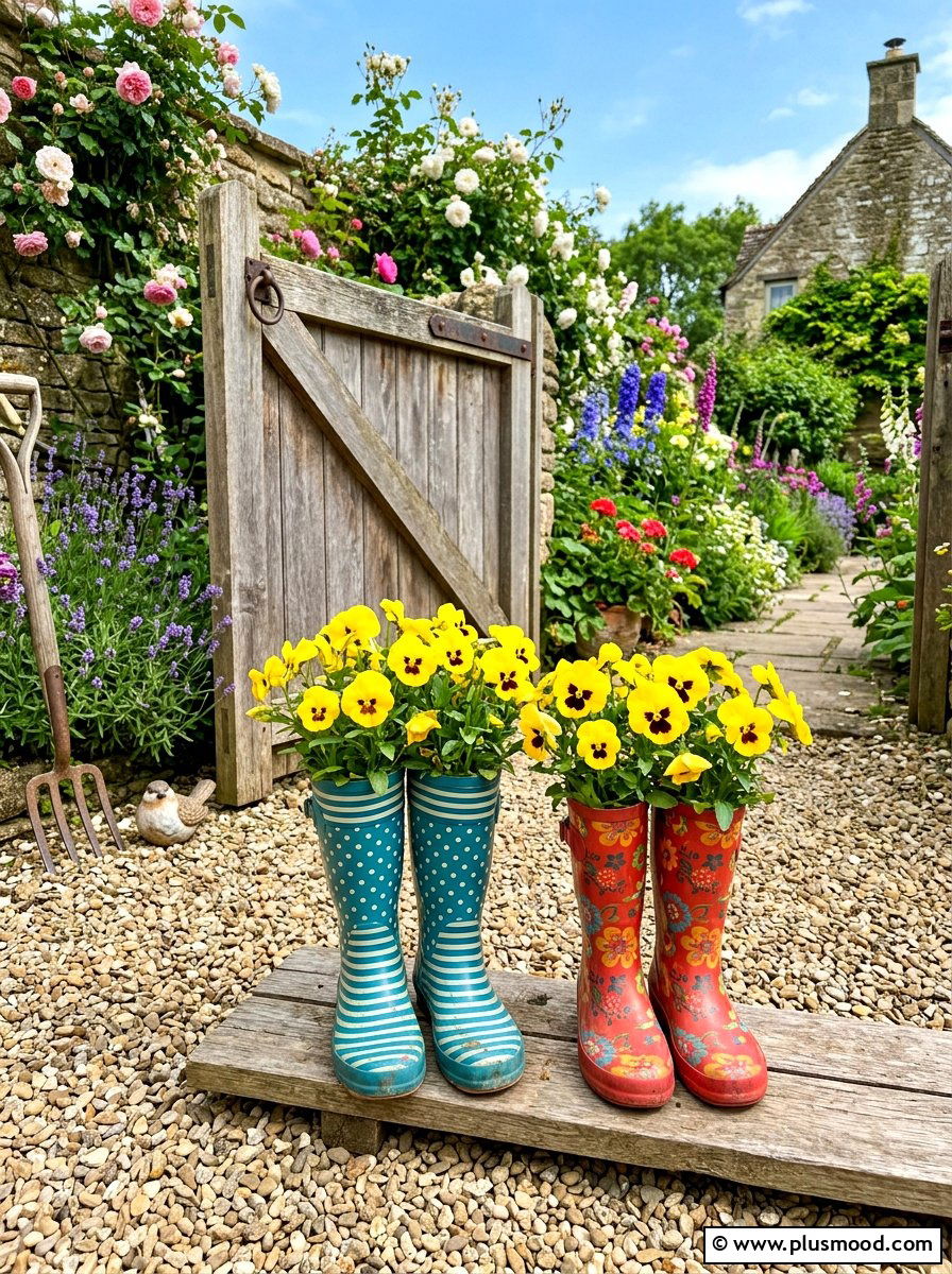 Recycled Boot Garden Decor - 25 summer small planter ideas