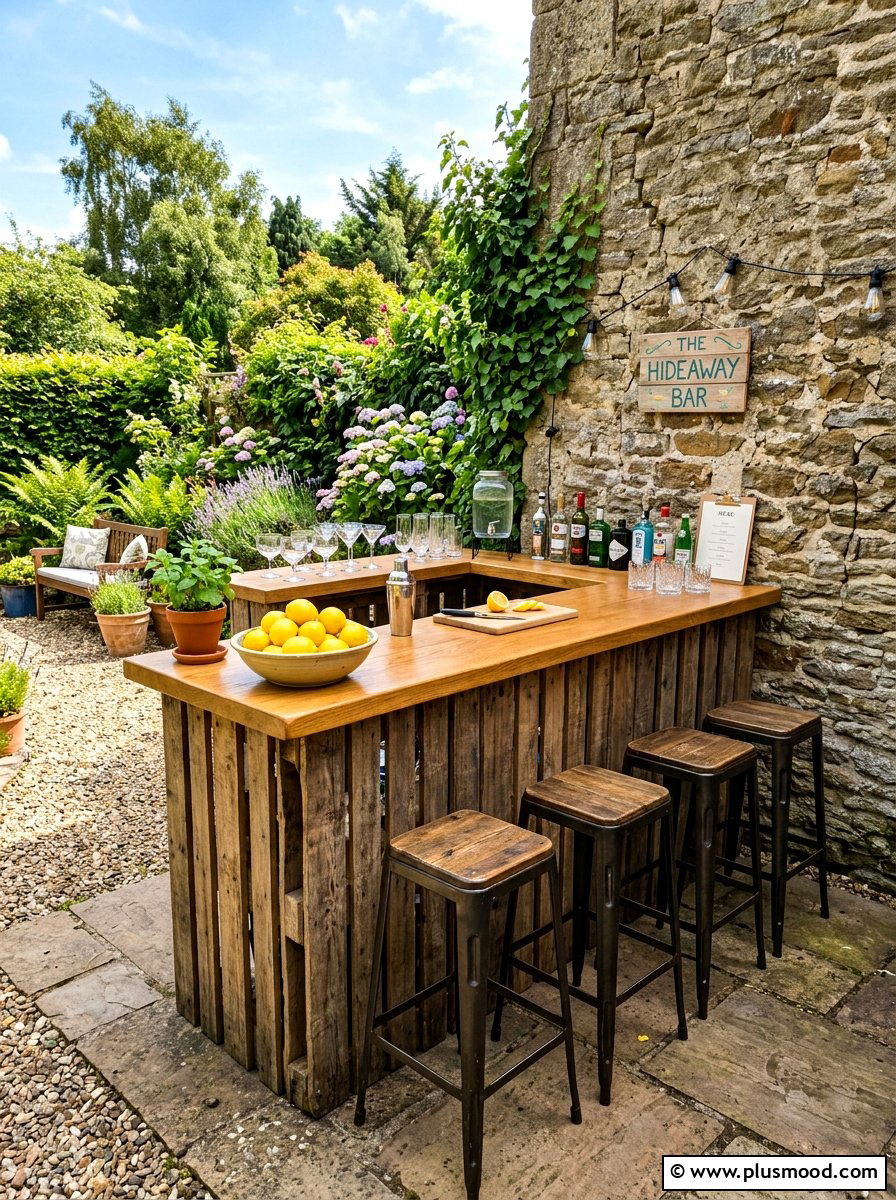 Recycled Pallet Bar - 25 cheap summer patio ideas