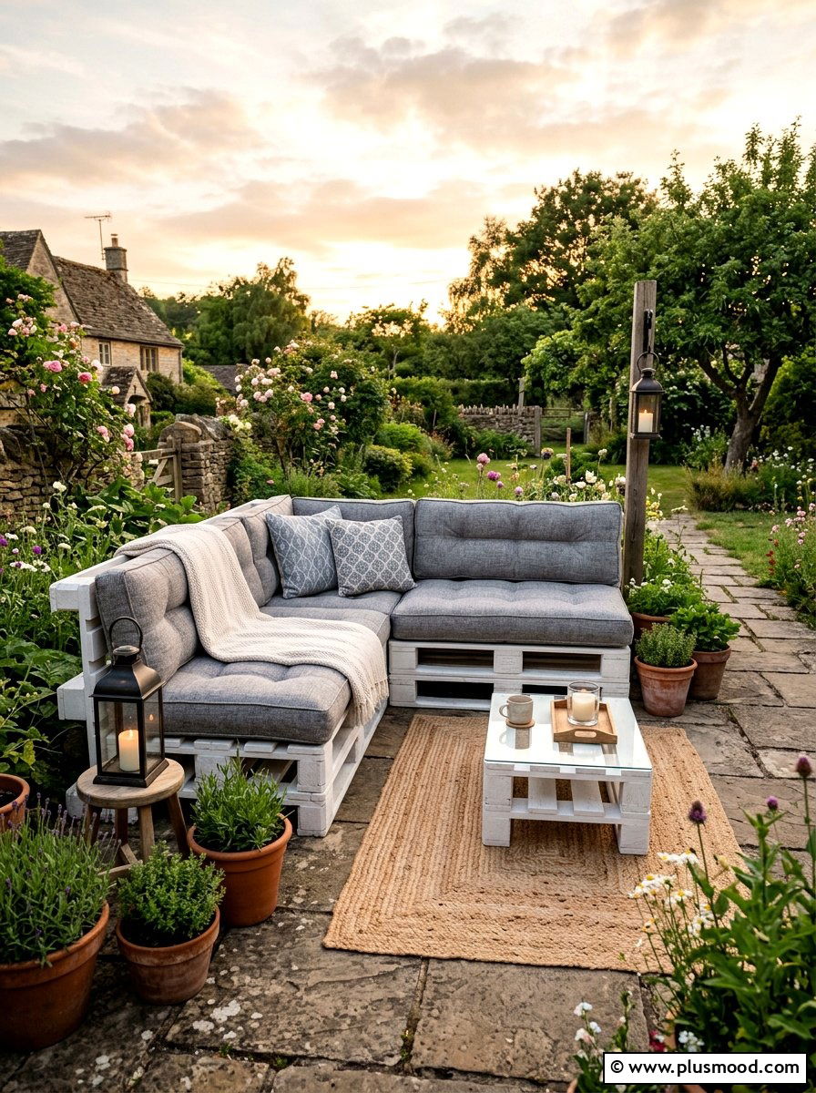 Recycled Pallet Seating - 25 small backyard ideas for beginners