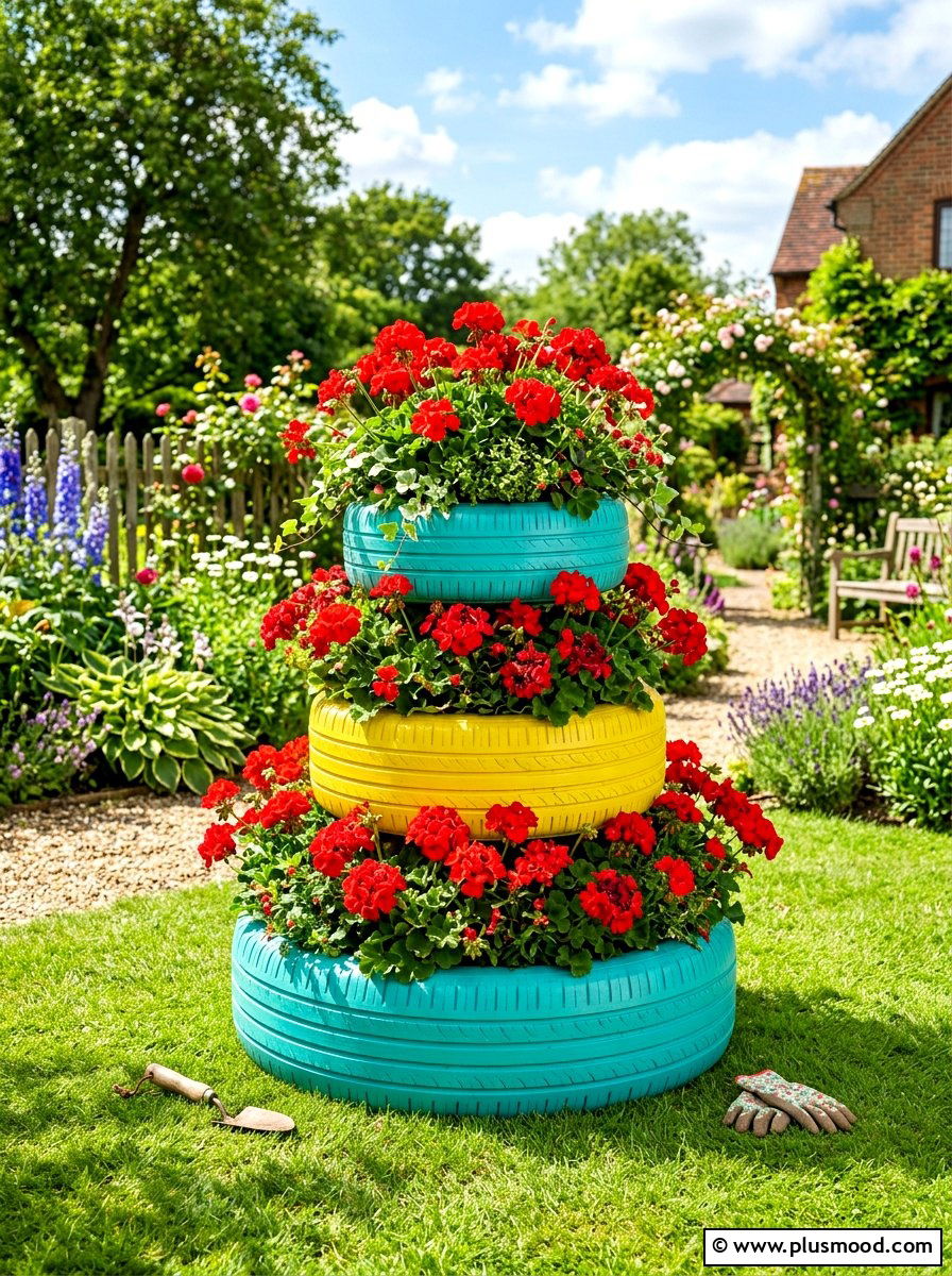 Recycled Tire Planter - 25 budget summer garden ideas