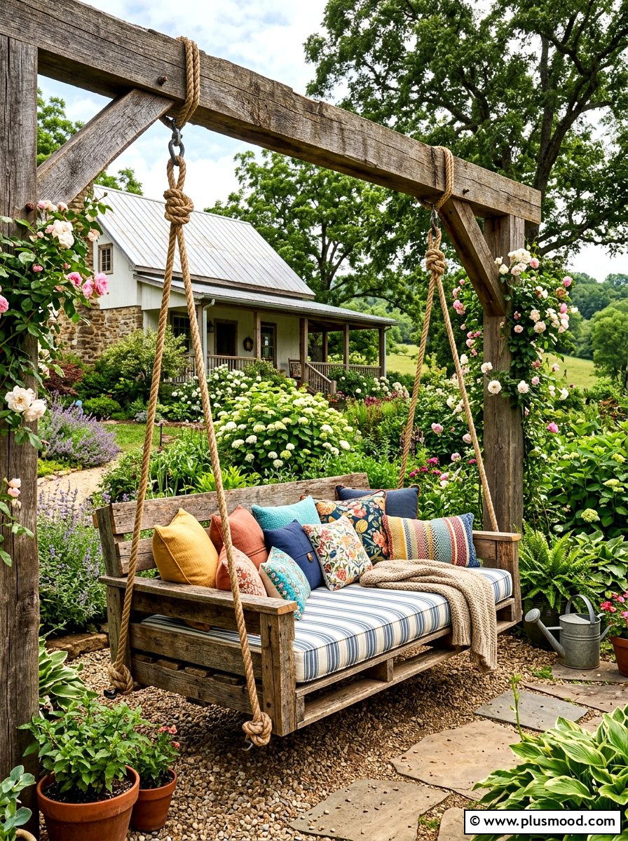 Recycled Wood Pallet Swing - 25 summer backyard swing ideas