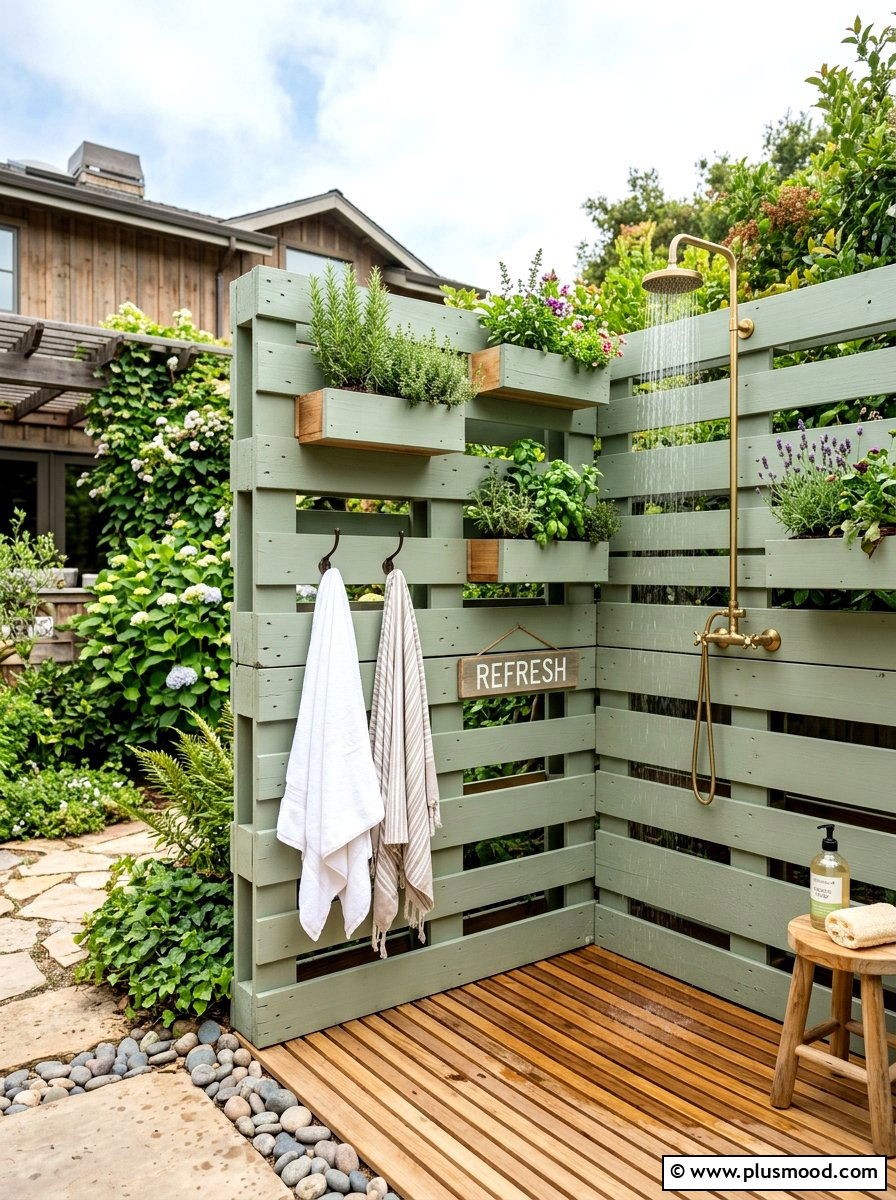 Recycled Wood Pallet Wall - 25 summer backyard privacy ideas