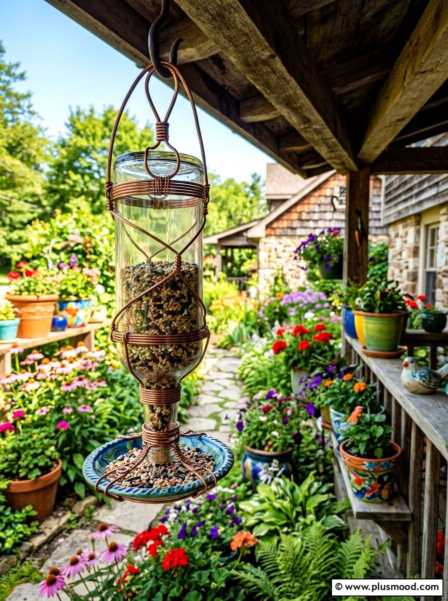 Recycled bird feeder project - 25 small backyard ideas with bird feeders