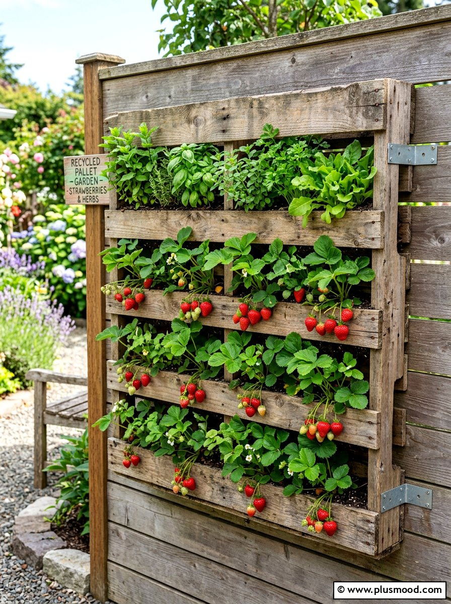 Recycled pallet planter - 25 small backyard ideas with container garden