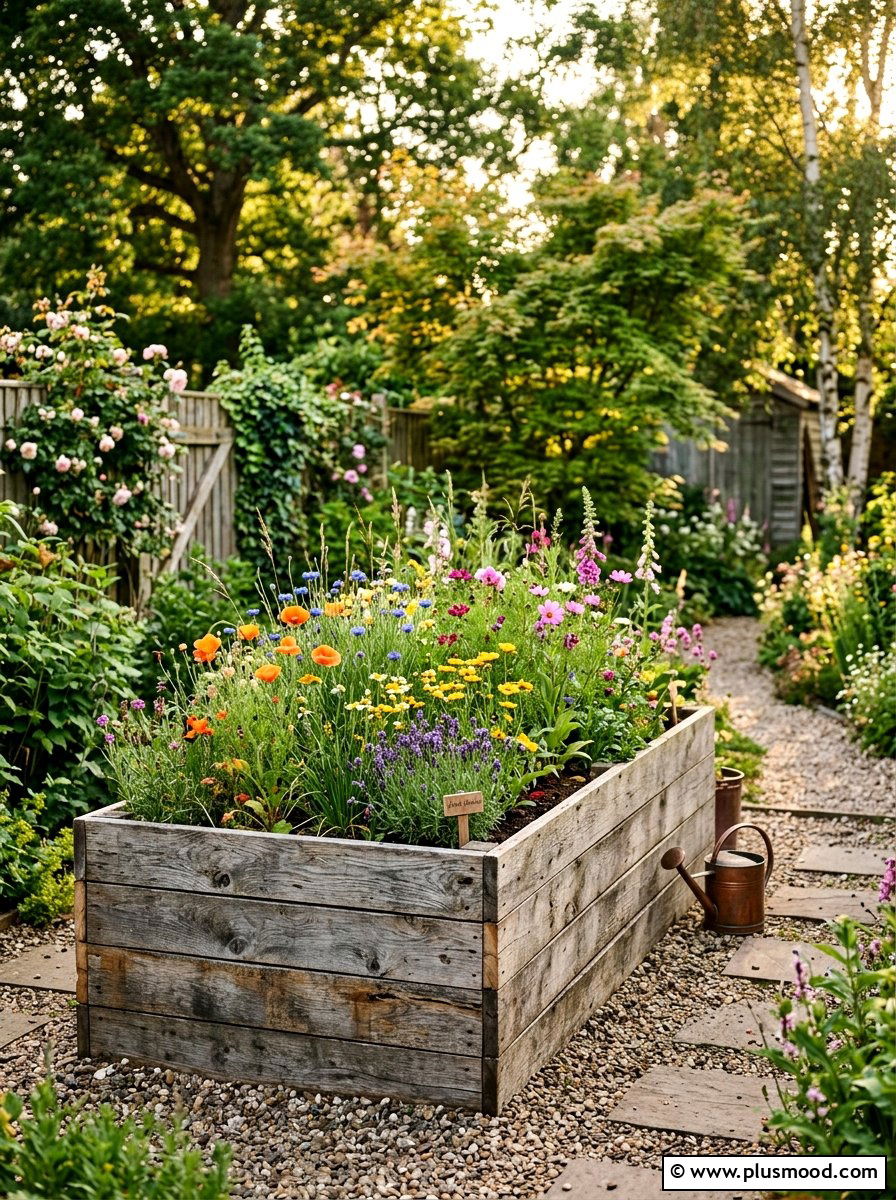 Recycled wood bed - 25 small backyard ideas with raised garden