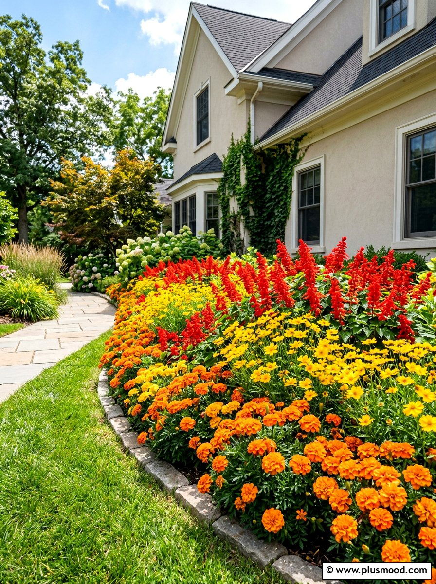 Red And Yellow Summer Color Palette - 25 summer flower bed ideas for front yard