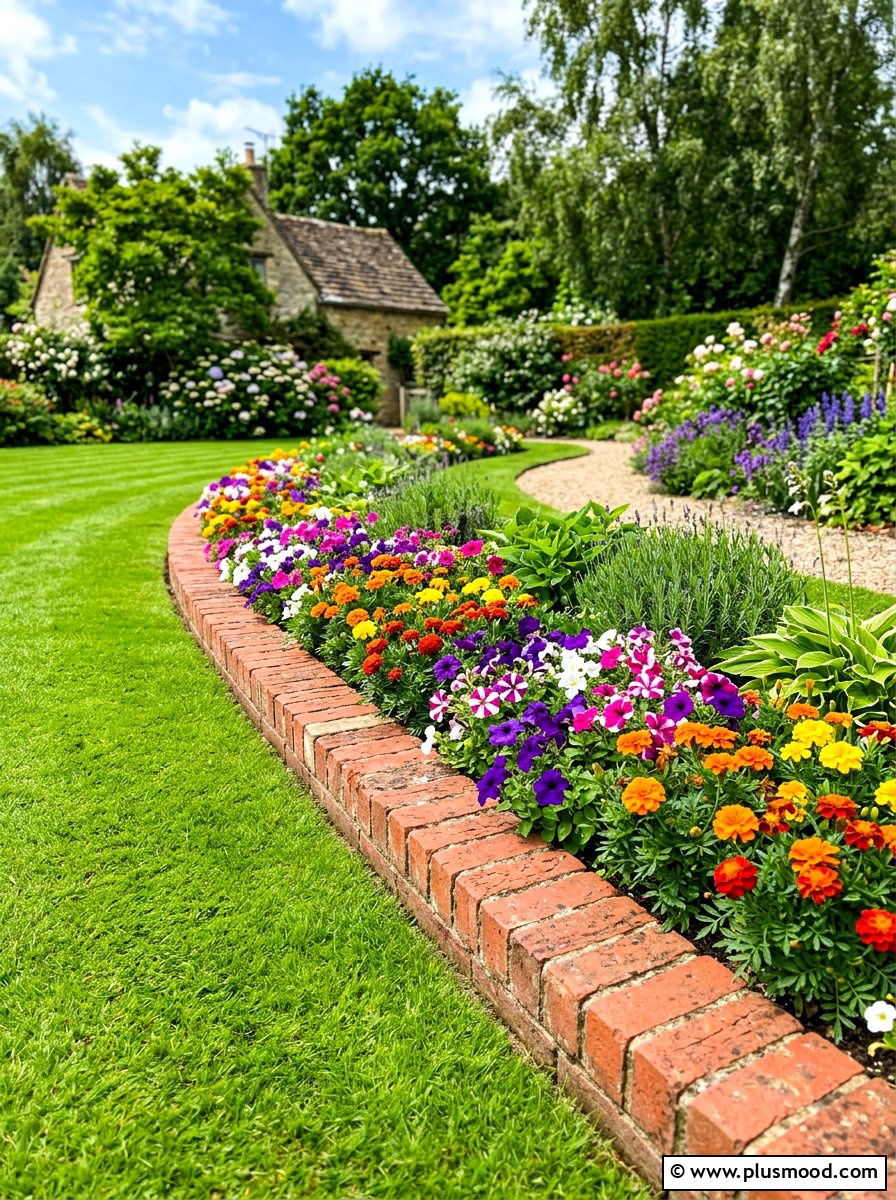 Red Brick Flower Bed Border - 25 summer flower bed edging ideas
