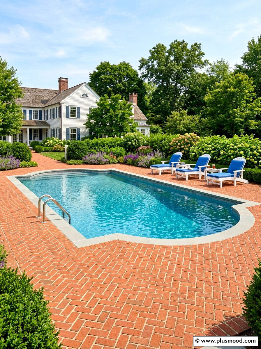 Red Brick Pool Deck - 25 pool landscaping ideas with brick edging