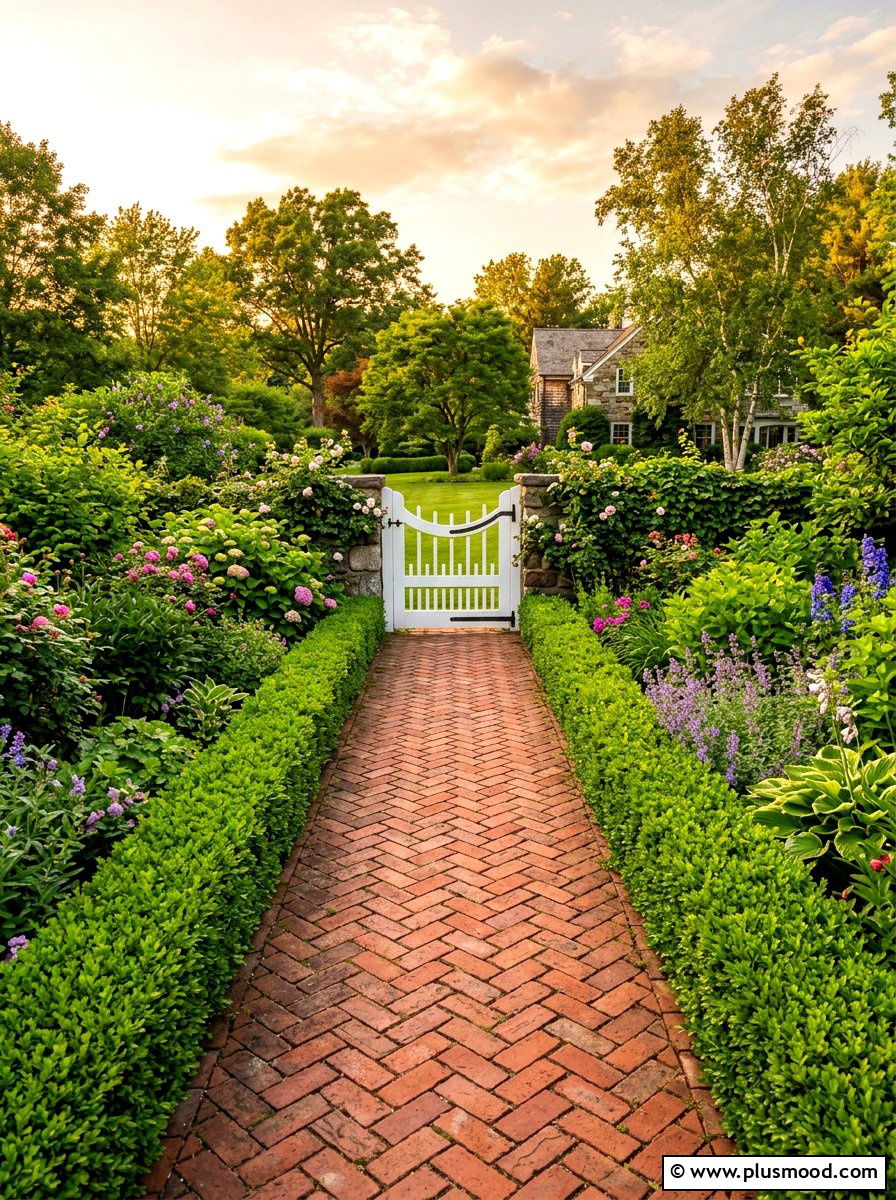 Red Brick Walkway - 25 summer backyard path ideas