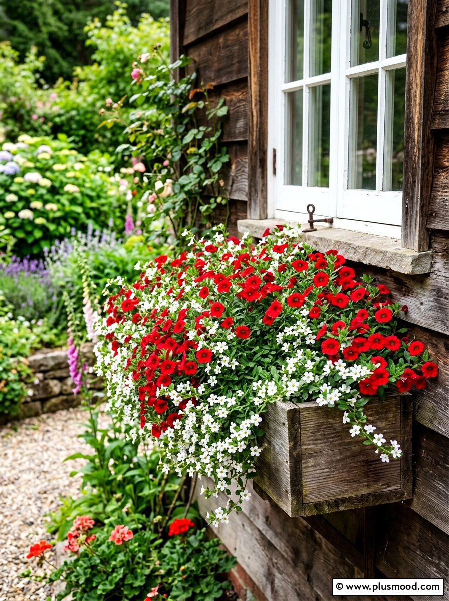 Red Calibrachoa And White Bacopa Mix - 25 summer planters with calibrachoa ideas