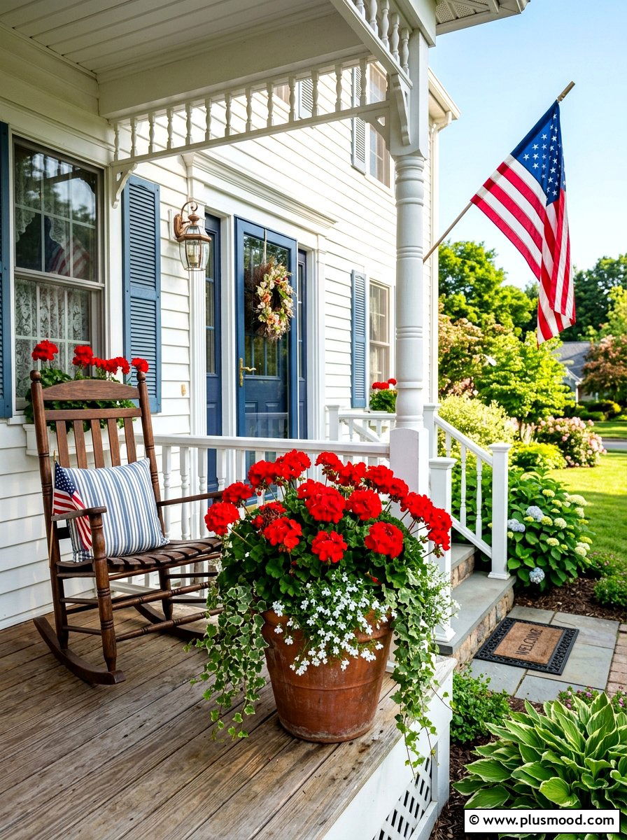 Red Geranium And White Lobelia - 25 summer mixed container ideas