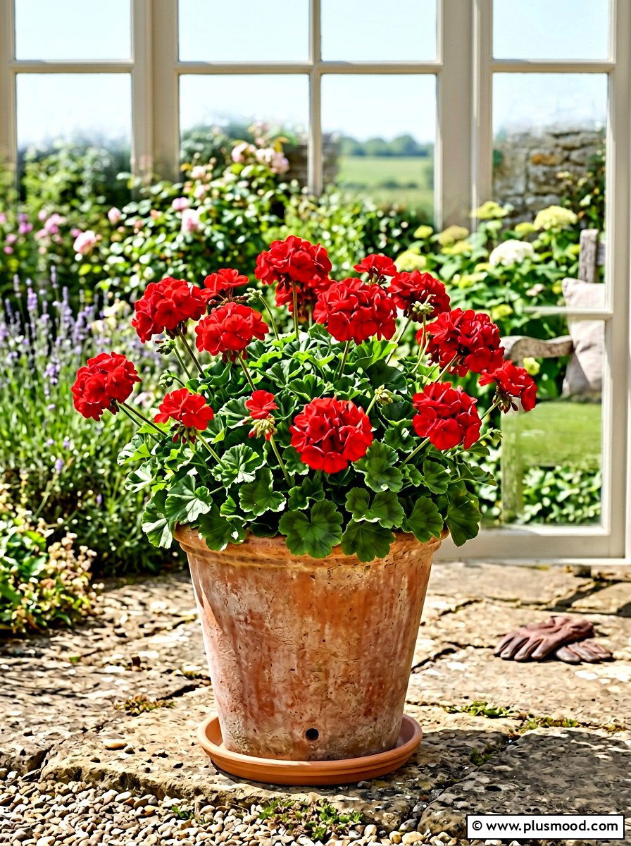 Red Geranium Flower Pot - 25 summer container flower ideas