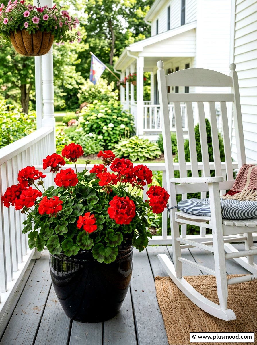 Red Geranium Porch Planter - 25 late summer planter ideas for porch
