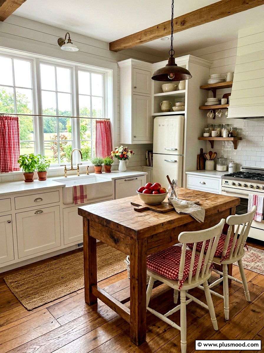 Red Gingham Kitchen - 25 summer picnic style kitchen decor ideas