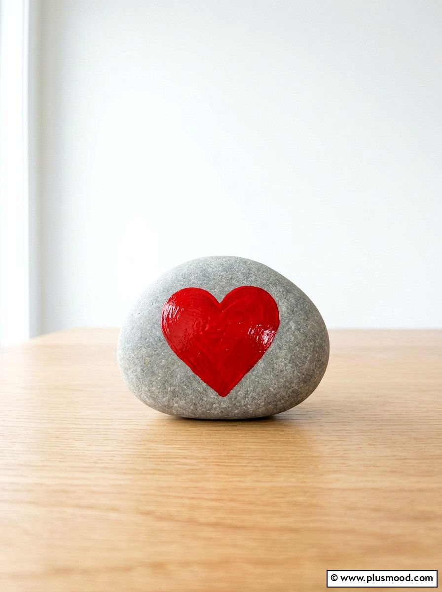 Red Heart Painted Rock - 25 painted rock ideas for valentines day