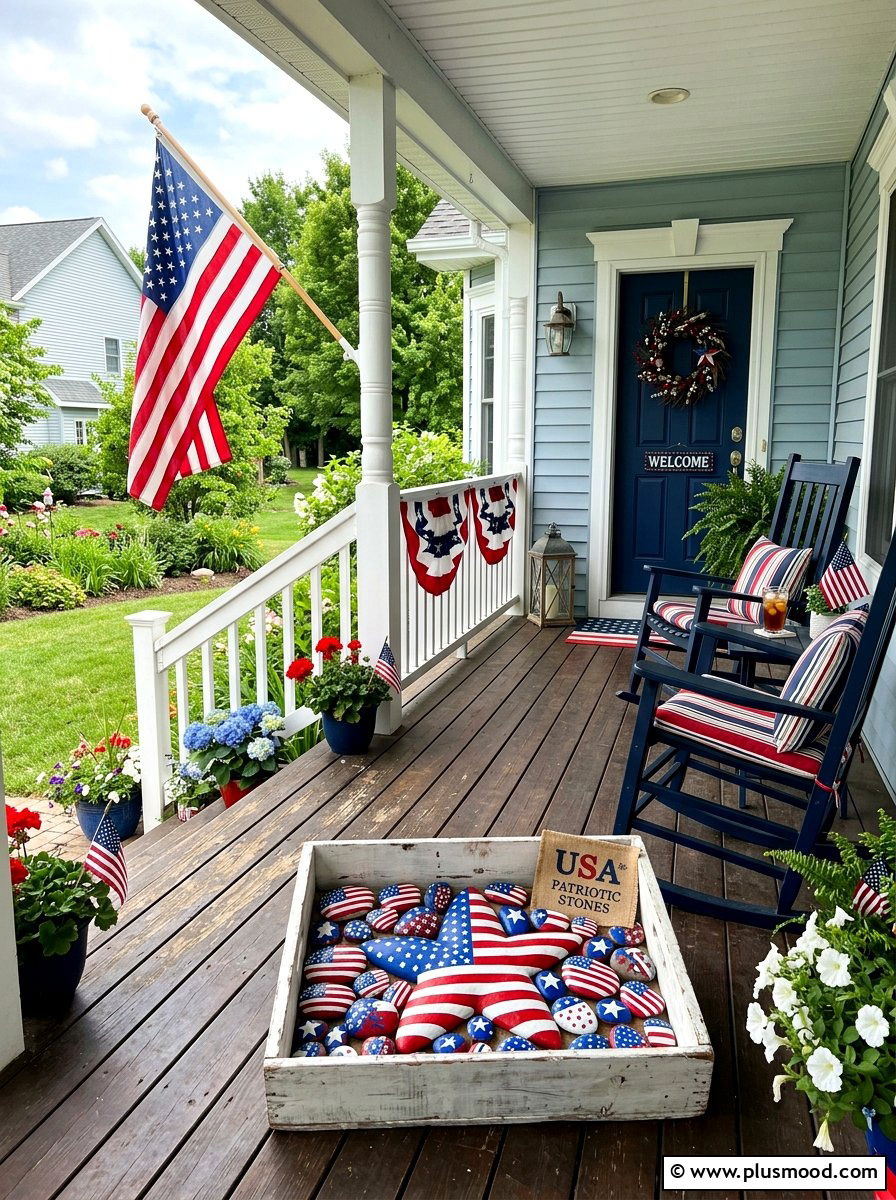 Red White and Blue Star Rock - 25 painted rock ideas for summer decor