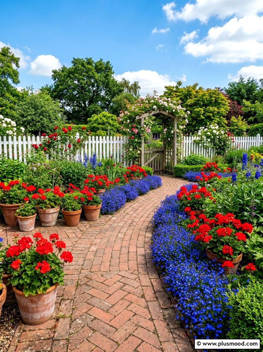 Red and blue flower garden - 25 summer color scheme landscaping ideas
