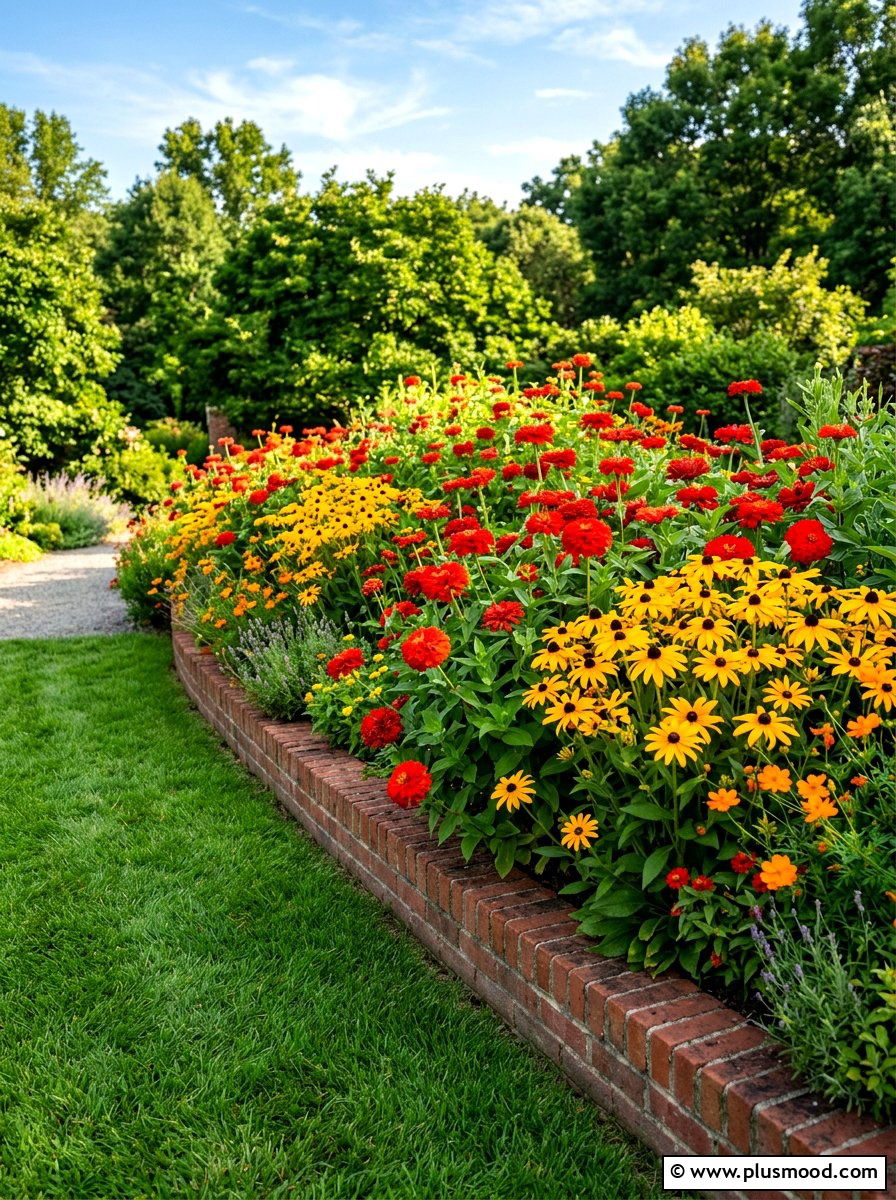 Red and yellow flower bed - 25 summer color scheme landscaping ideas