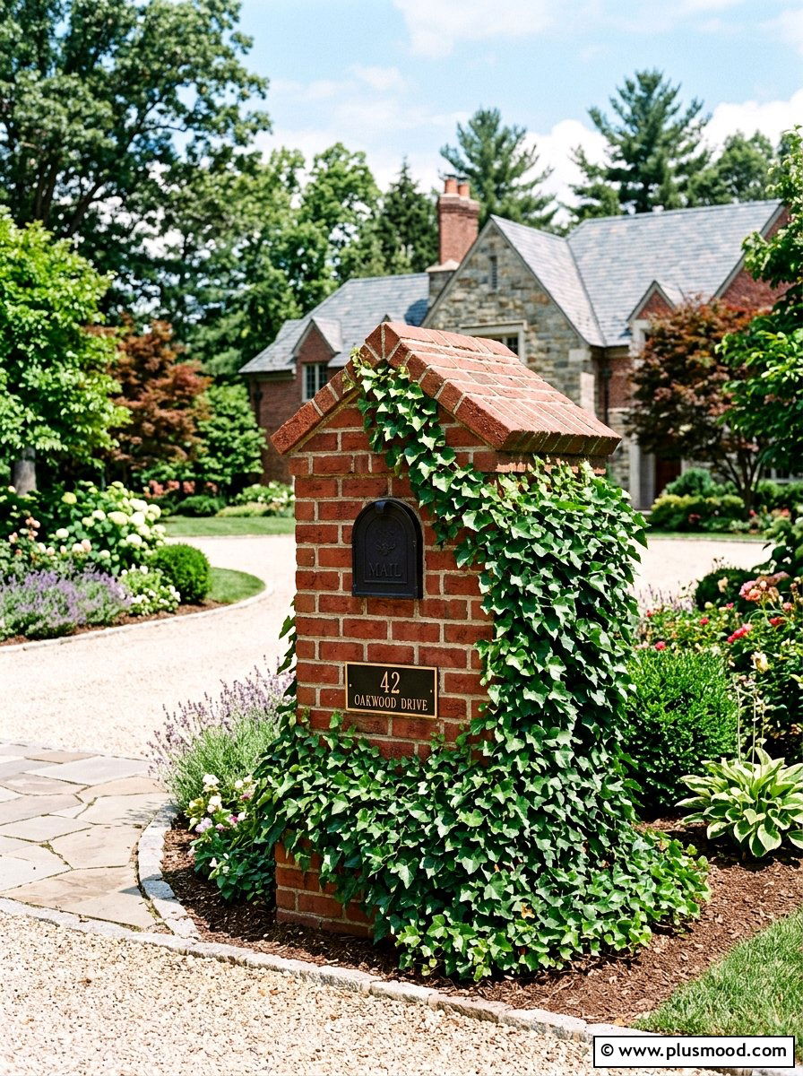 Red brick mailbox with ivy - 25 summer mailbox landscaping ideas