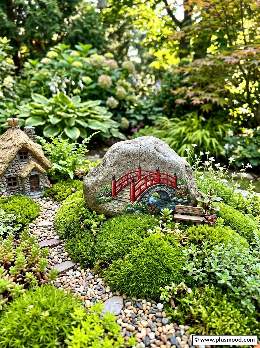 Red bridge rock - 25 painted rock ideas for Japanese garden