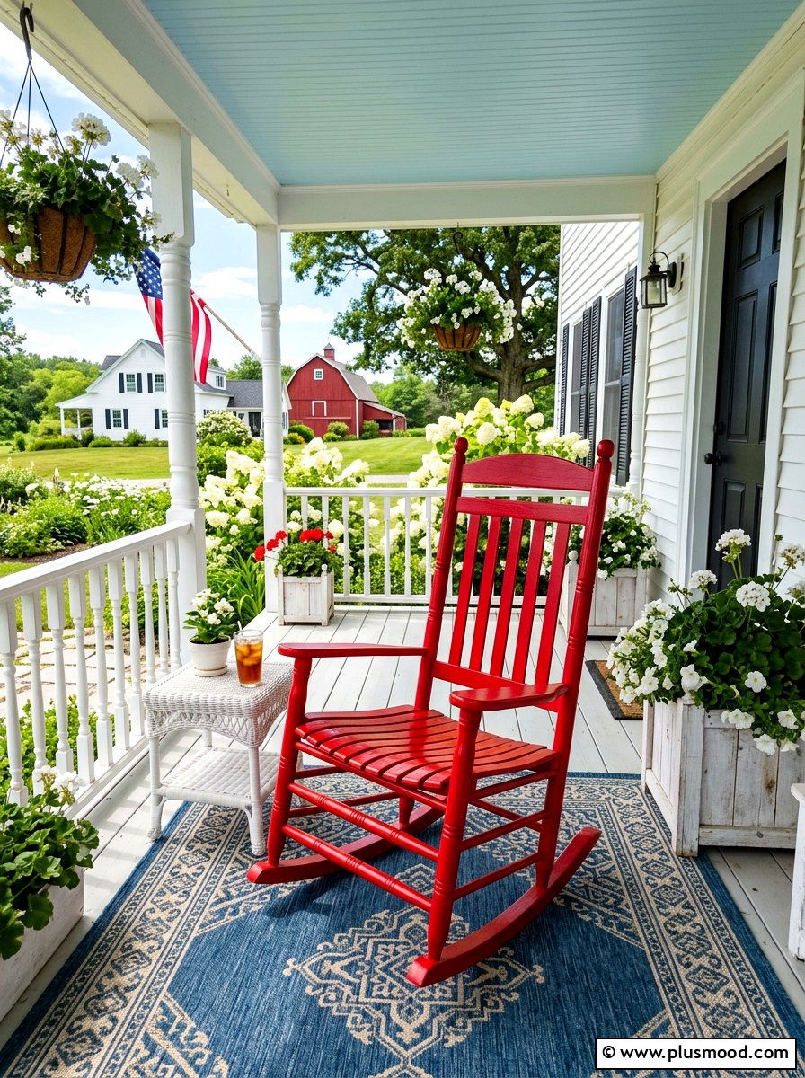 Red front porch rocker - 25 summer front porch rocking chair ideas