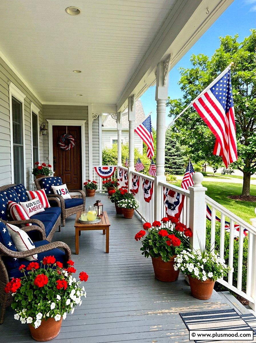 Red white and blue porch - 25 best summer front porch decor ideas