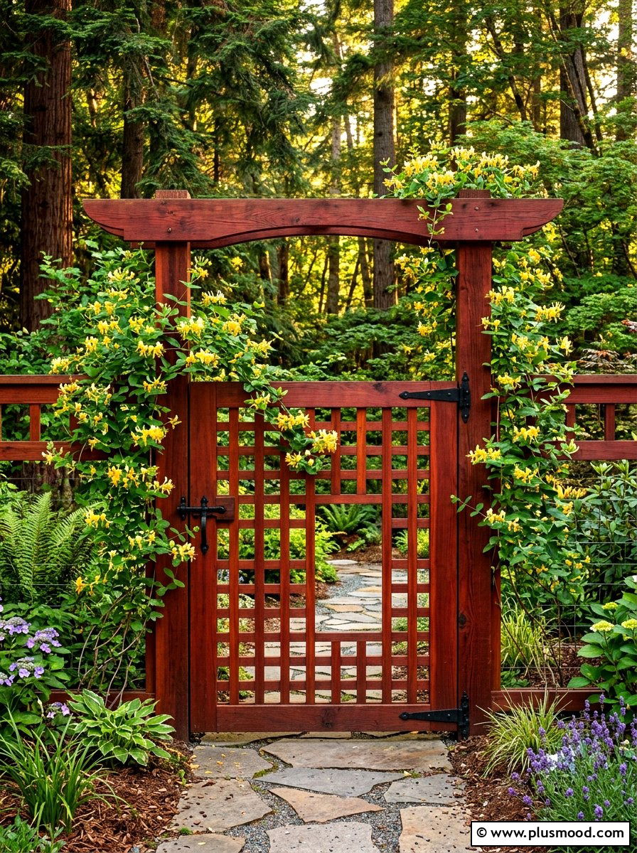 Redwood Lattice Gate - 25 summer garden gate ideas