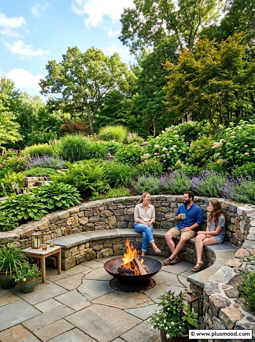 Retaining Wall Fire Bowl Seat - 25 small backyard ideas with fire bowl