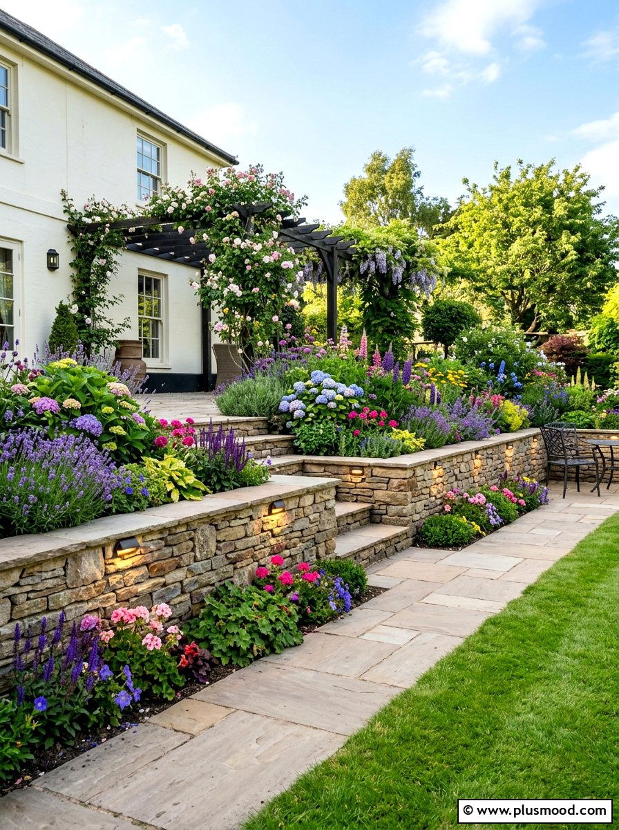Retaining Wall Lights - 25 small backyard ideas with outdoor lighting