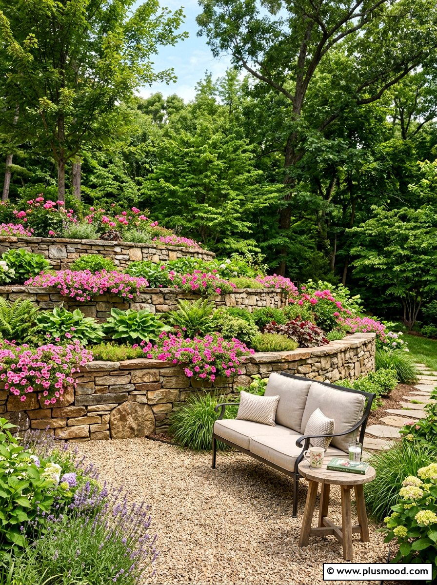 Retaining Wall Planter - 25 small backyard ideas for no grass yards