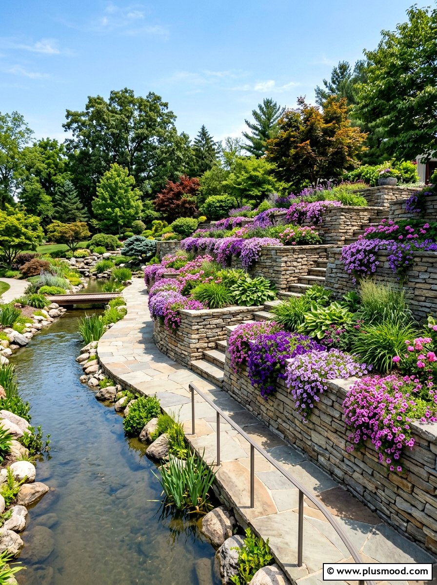 Retaining Wall Planters - 25 pool landscaping ideas for lazy river pools