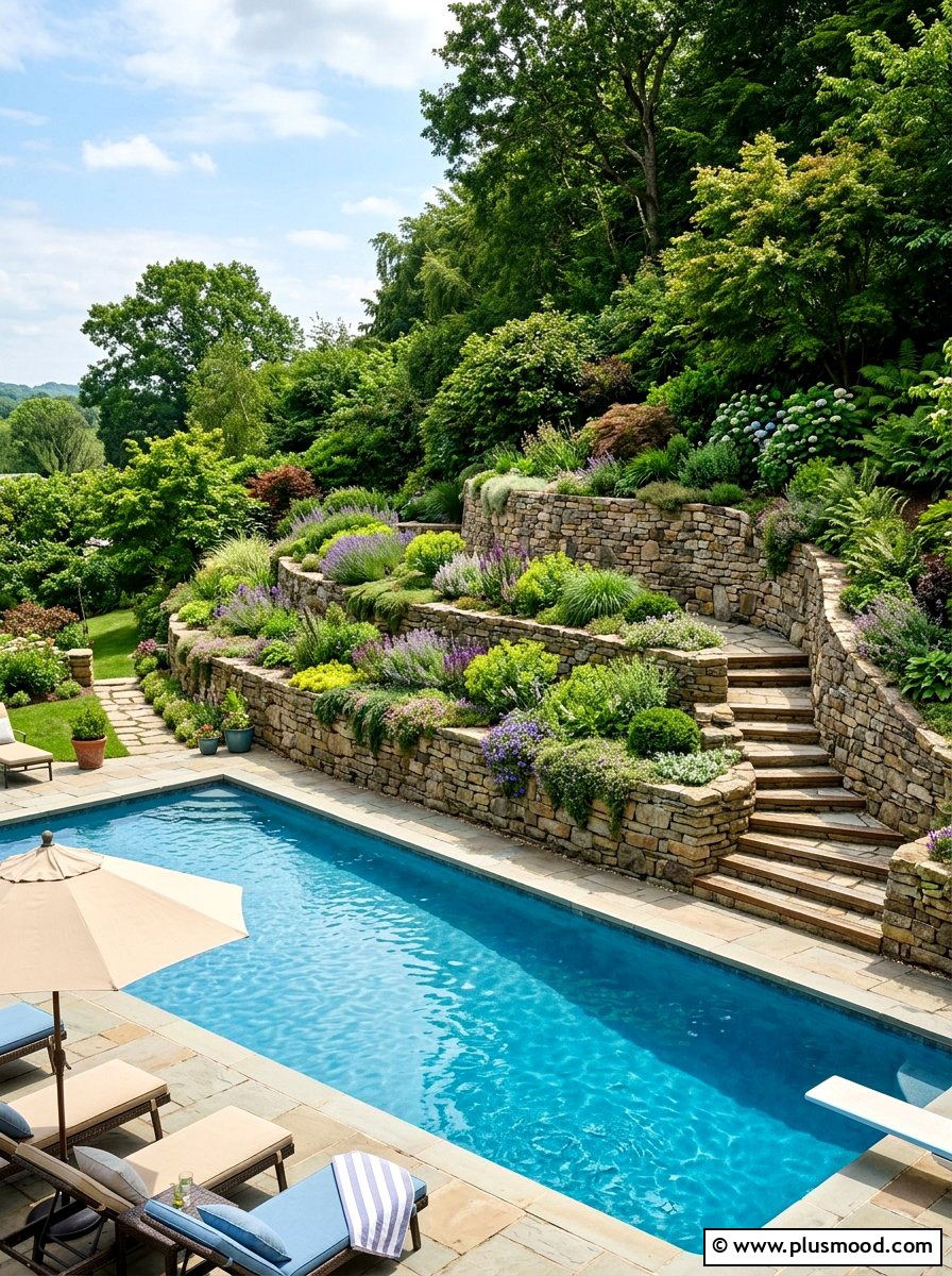 Retaining Wall With Plants - 25 pool landscaping ideas with raised planters