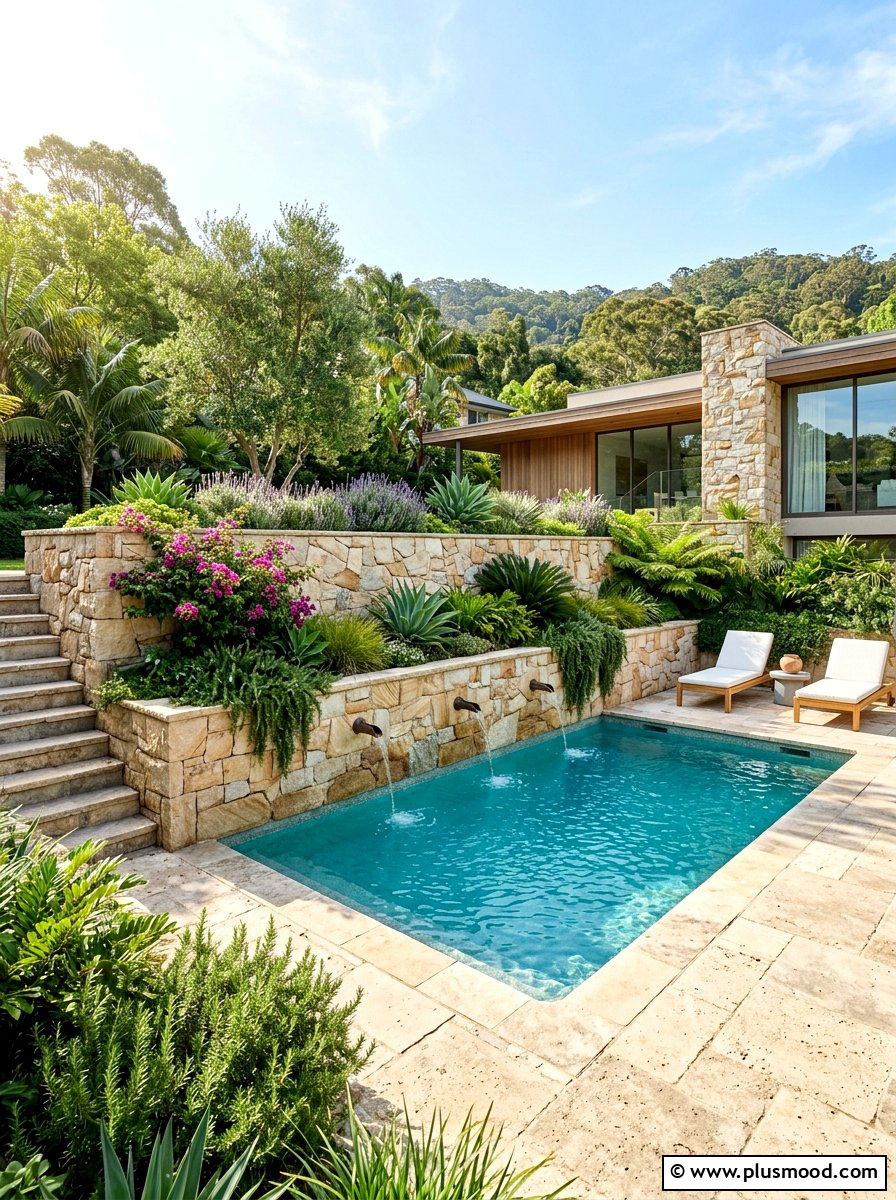 Retaining wall pool landscaping - 25 pool landscaping ideas for small backyards